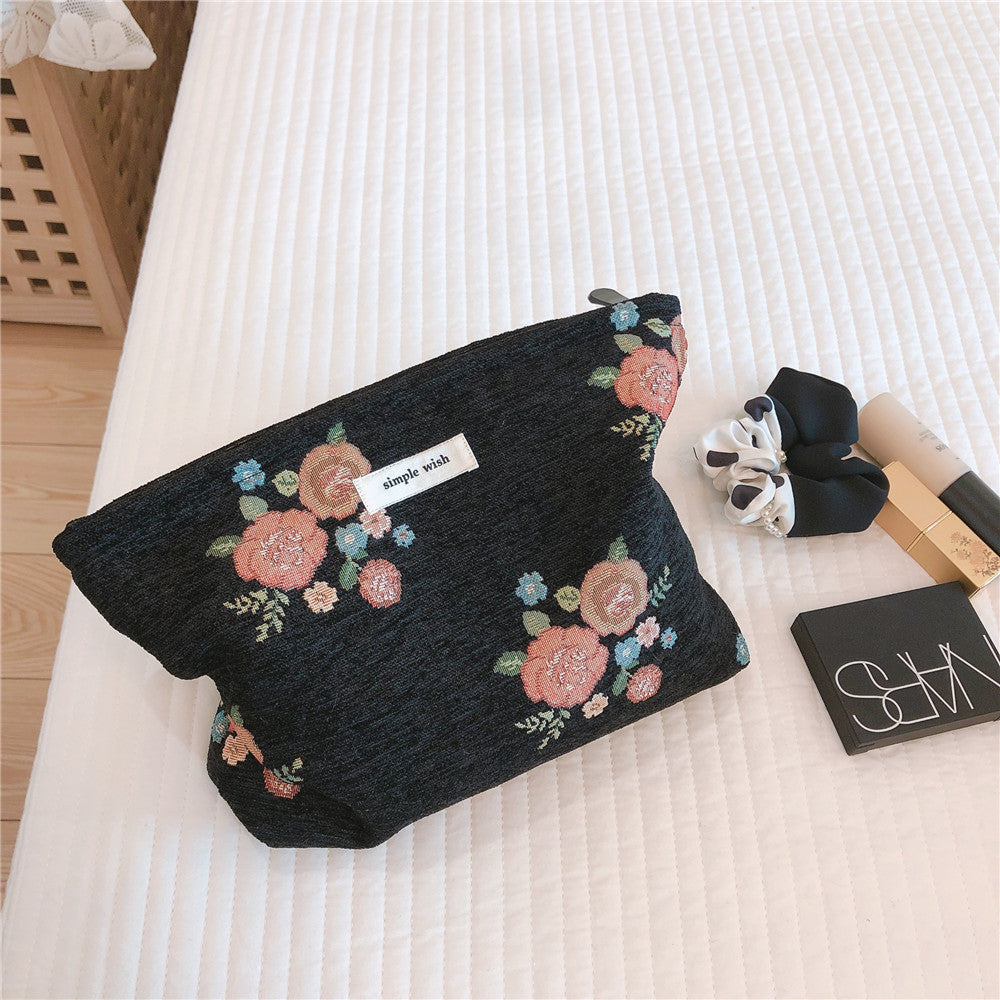456 Flower Grid Pattern Vintage Canvas Cosmetic Bag Toiletry Container Storage Bag Pouch 456 Flower Grid Pattern Vintage Canvas Cosmetic Bag Toiletry Container Storage Bag Pouch